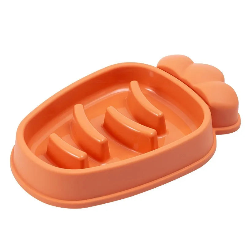 Radish slow food anti-tumble plastic pet bowl in Mango Yellow, Twilight Orange, Gentiana Green or ink blue.