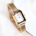 Women's square retro casual watch with rose shell available in six dial colour options