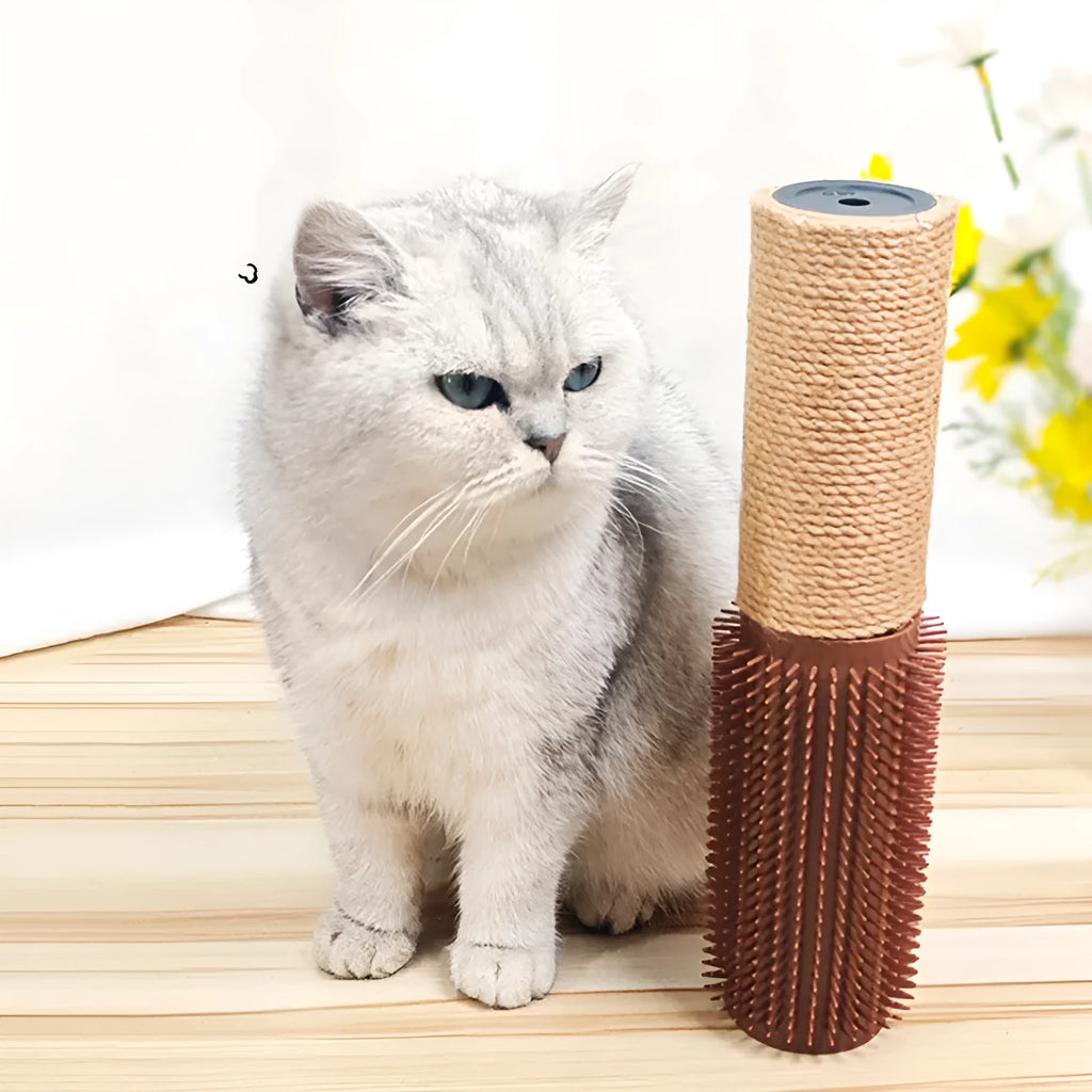 Brown sisal cat scratching post measuring 30cm tall with 5.8cm square base