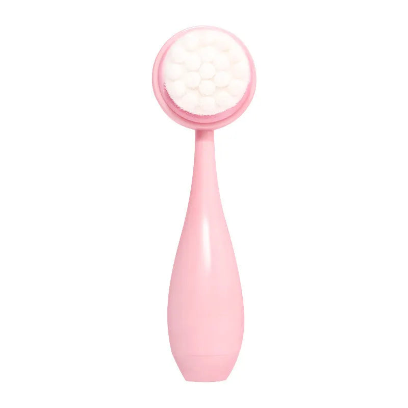 Facial brush with coral fleece hairband set in purple, gray, white or pink colours