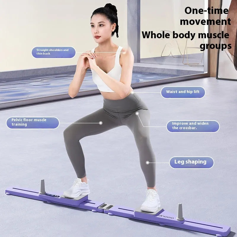 Split multifunctional skiing machine trainer in purple colour with 85cm length