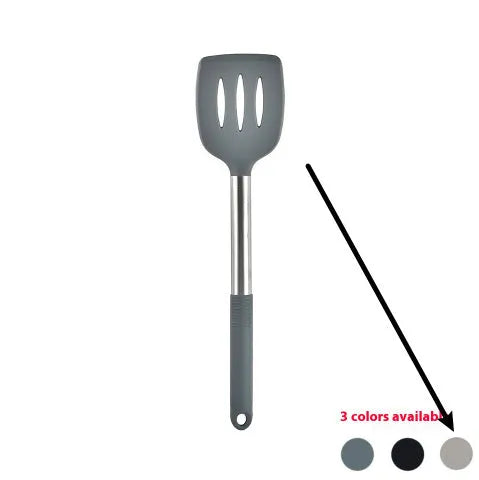 12-piece silicone kitchenware set with rotating storage bucket in black, including spatula, spoons and cooking utensils