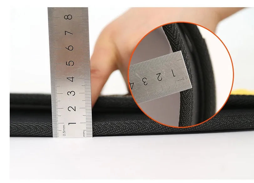 Nylon fitness weightlifting waistband in black, red, and yellow colours showing adjustable design