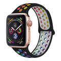 Unisex liquid silicone sports wristband strap in black rainbow or white for 38mm 40mm 42mm 44mm watches
