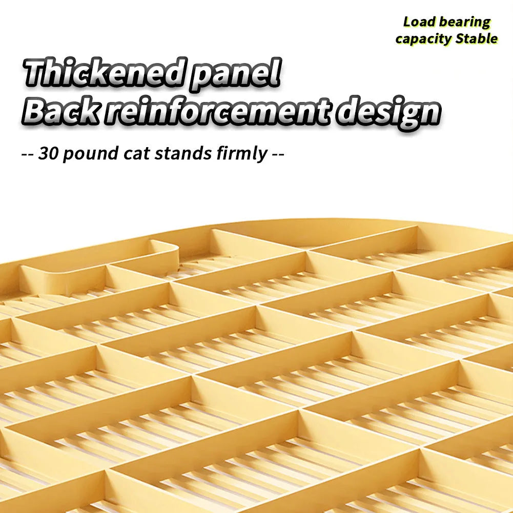 Milk yellow plastic cat litter mat with anti-slip silicone feet for reducing scattered litter