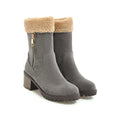Men's waterproof snow boots with plush lining in black, grey, green, and orange colours