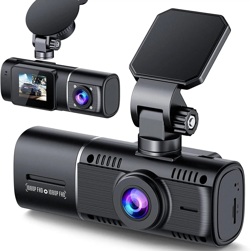 Standard black 1080p car dashcam with 1.5-inch screen for front and rear vehicle recording