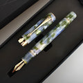 Deep Bath Green metal ballpoint pen showing three tip options: 0.5mm fine, 0.7mm medium and 1.0mm graphic