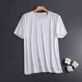 Men's ice silk short sleeve T-shirt in solid colour with crew neck and regular fit