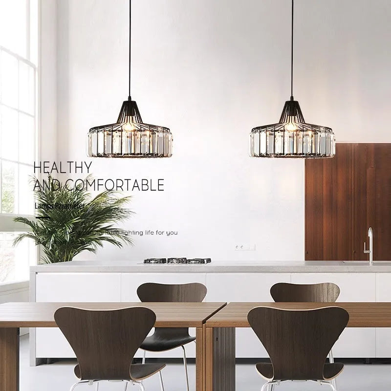 Crystal ceiling light with LED light source in light luxury style for bedroom or study