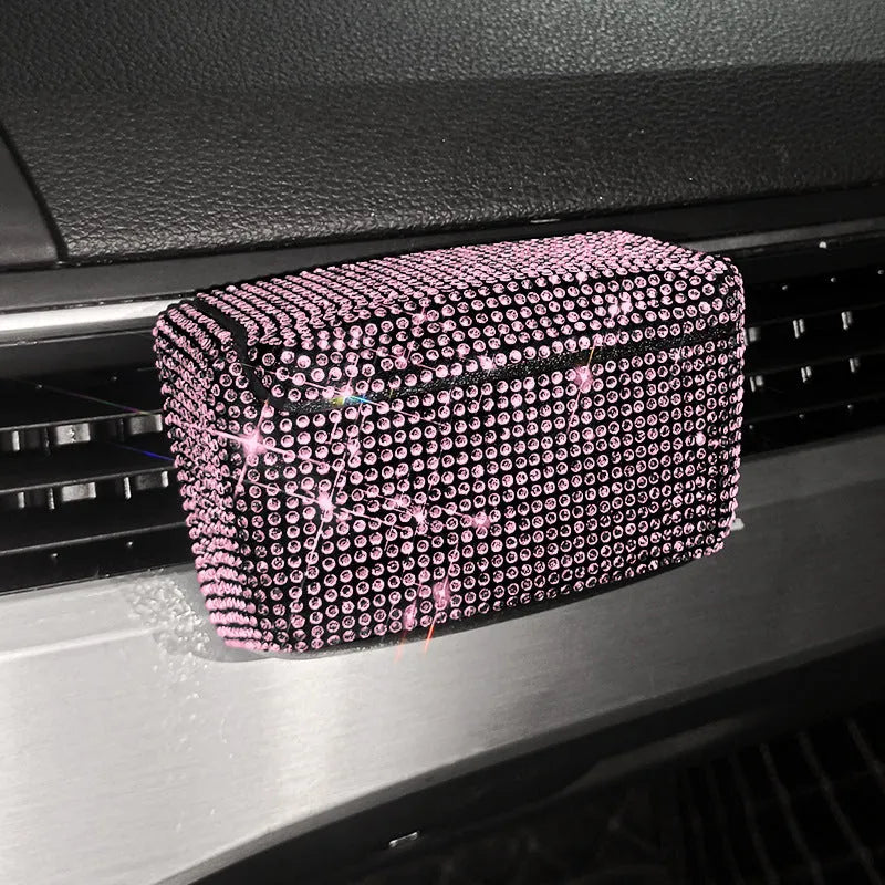 Diamond-pattern car ashtray with covered smoke ventilation outlet in plastic construction