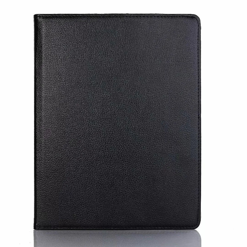 Imitation leather rotating clamshell protective sleeve for iPad, shown in rose red colour.