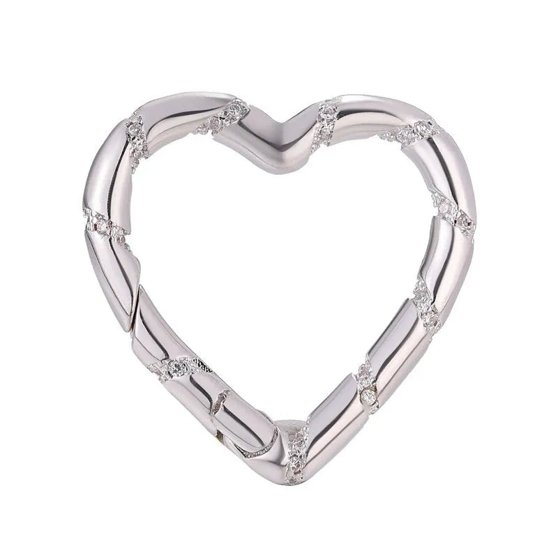 Copper climbing buckle with gold electroplating and micro-inlaid zircon heart design