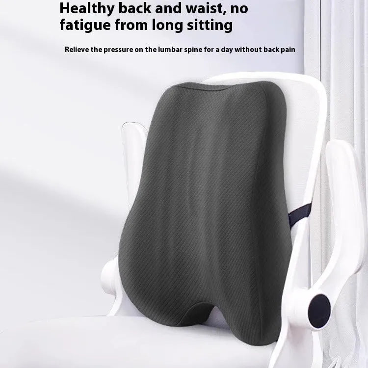 Office chair lumbar support cushion measuring 40x40x8cm in grey, pink, and navy blue colour options