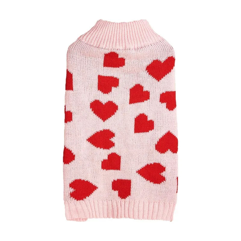 Fashion personality dog sweater with bow and love heart design in acrylic material