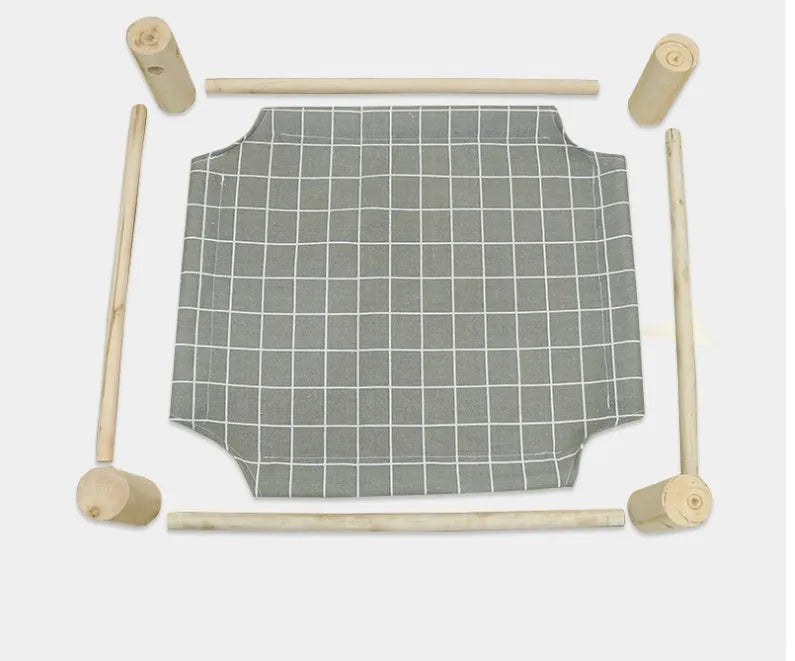 Wooden pet camping bed 44 x 51cm for cats and small pets in blue, grey, navy, pink, white or yellow