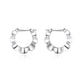 Sterling silver geometric earrings with round retro design and electroplated silver finish