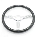 15 inch black peach wood steering wheel with six-hole pattern for classic car restoration