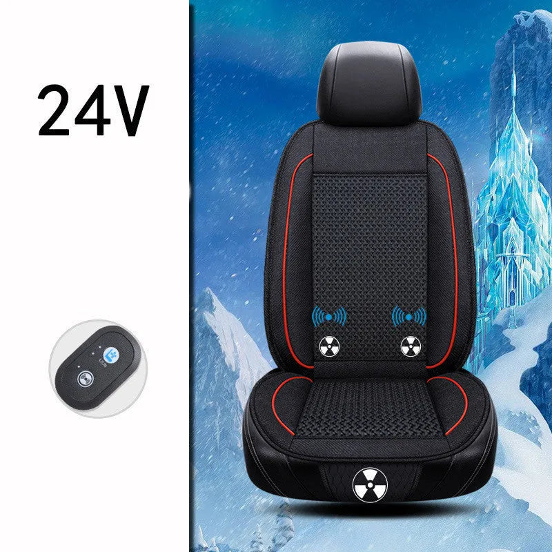 Black car ventilation seat cushion with massage function measuring 60x60cm