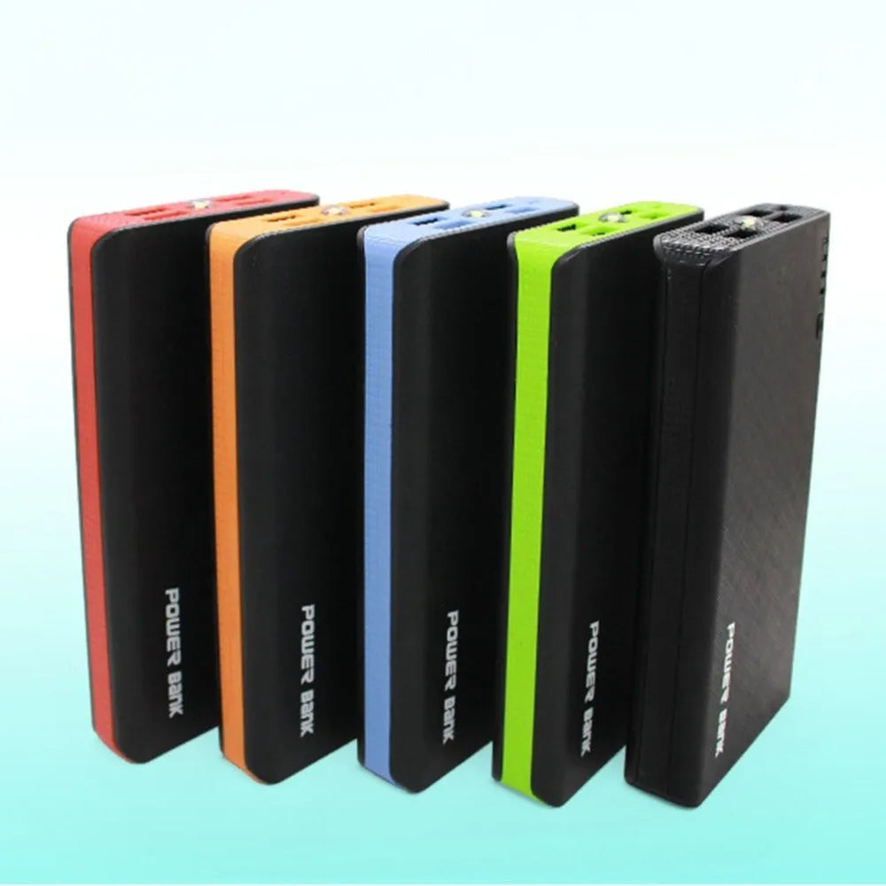 20000mAh portable power bank in multiple colours showing compact 145x68x22mm dimensions