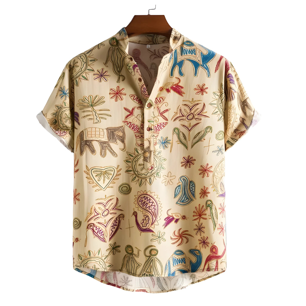 Men's plus size 3D digital print cardigan shirt in elastic polyester fabric