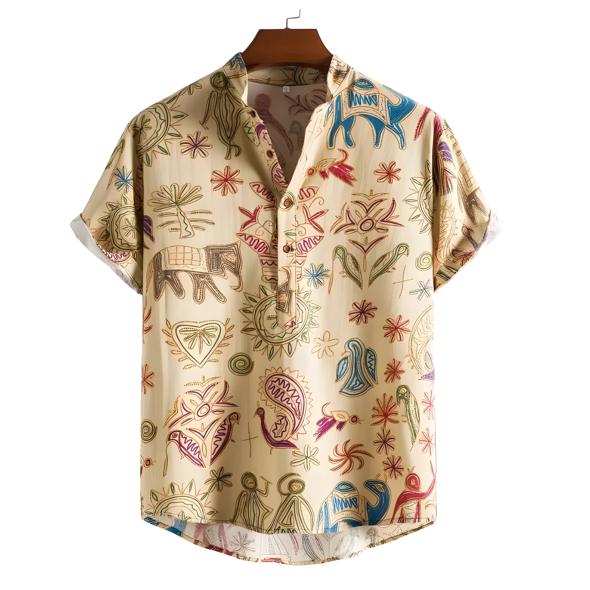 Men's plus size 3D digital print cardigan shirt in elastic polyester fabric
