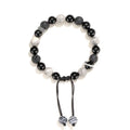 Black agate map stone and volcanic rock bracelet with diamond cut beads in 8mm and 10mm sizes