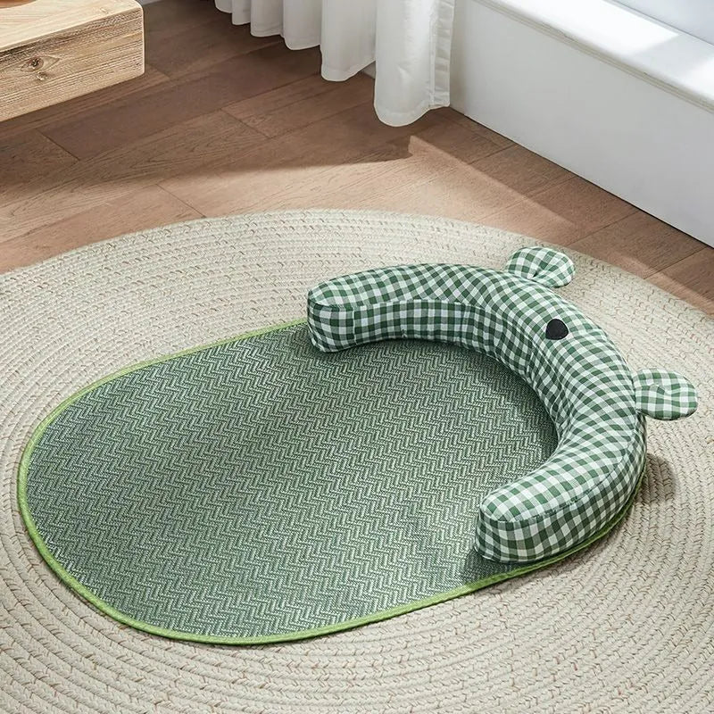 Green four-season pet cooling mat for dogs and cats with ice pad feature