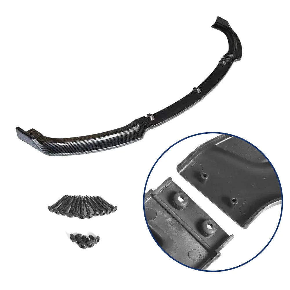 Black polypropylene front bumper lip spoiler for BMW F30 and F35 3 Series models