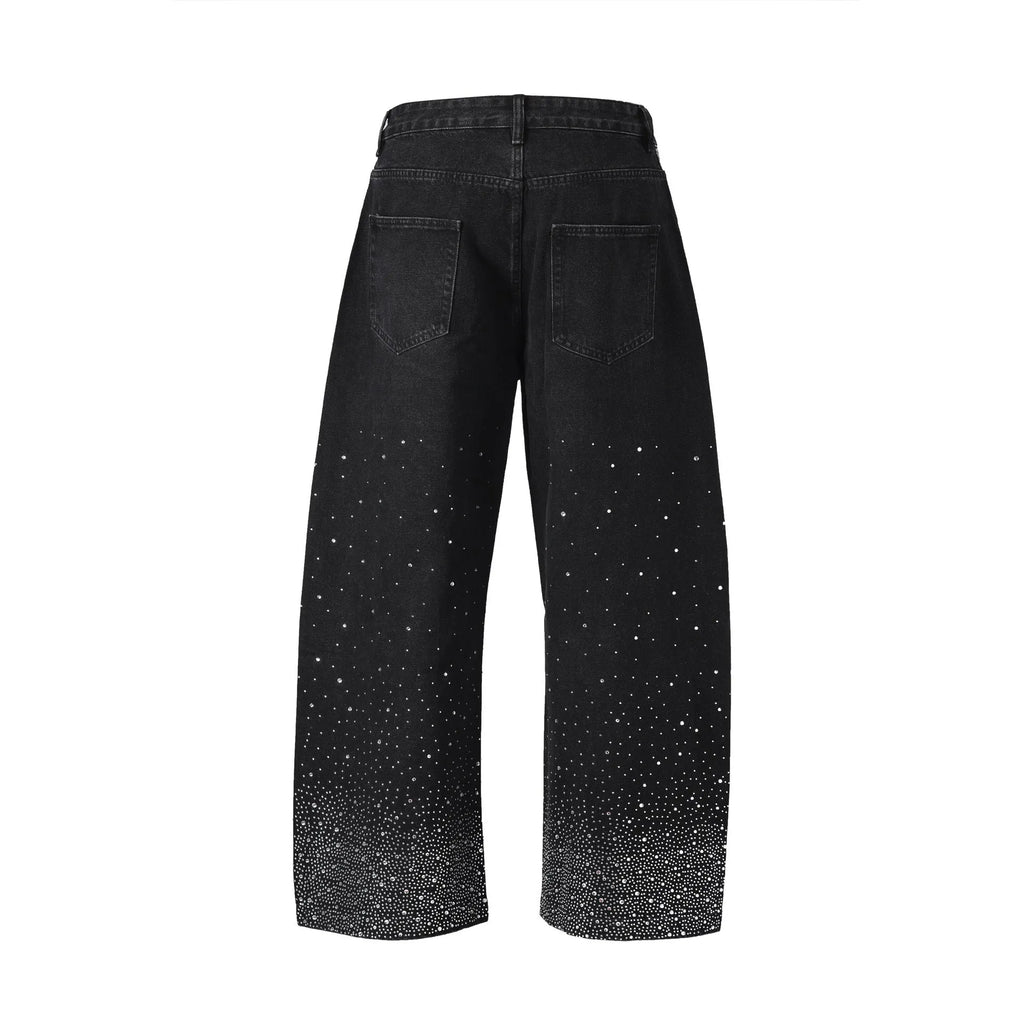 Loose-fitting wide-leg cotton trousers in black or blue colours with pull-on design for leisure wear