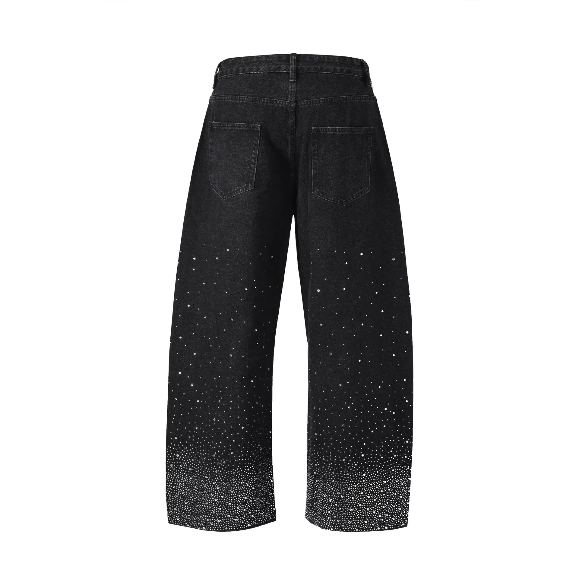 Loose-fitting wide-leg cotton trousers in black or blue colours with pull-on design for leisure wear