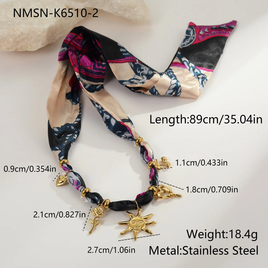 Stainless steel geometric pendant necklace and bracelet set with 18K gold electroplating for women's fashion