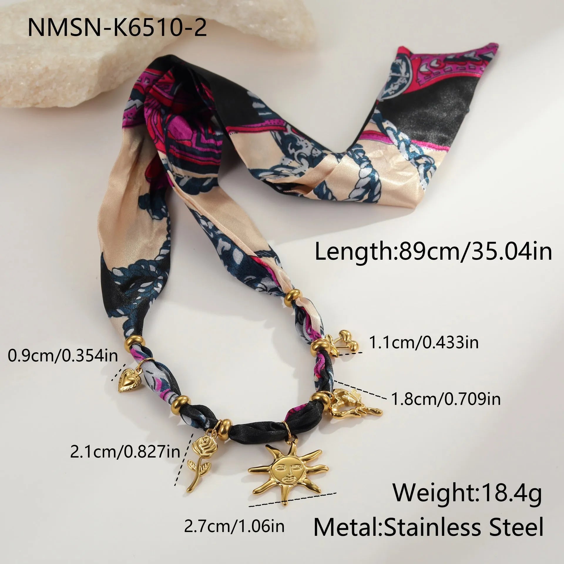 Stainless steel geometric pendant necklace and bracelet set with 18K gold electroplating for women's fashion