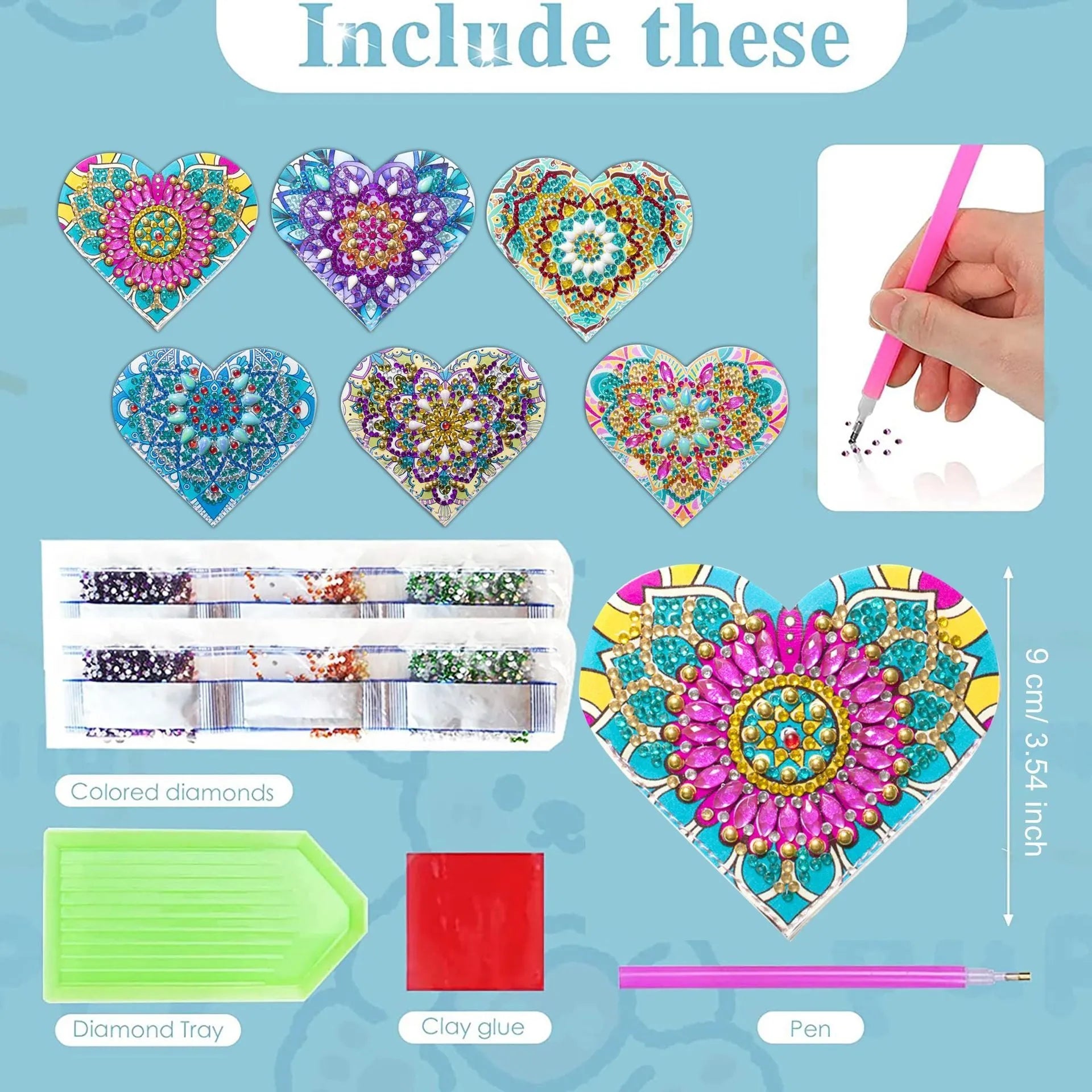 Six handmade PU leather bookmarks with adhesive crystal flower decorations in modern simplicity style.