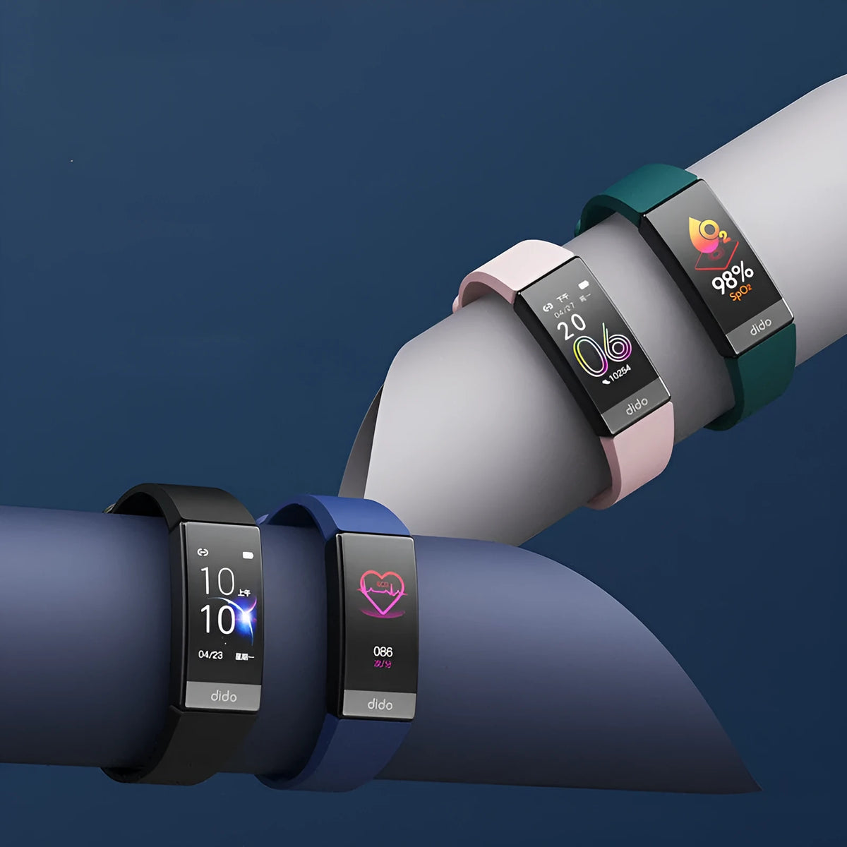 Y6 Black smart bracelet with 1.1 inch screen showing heart rate and ECG data on wrist.