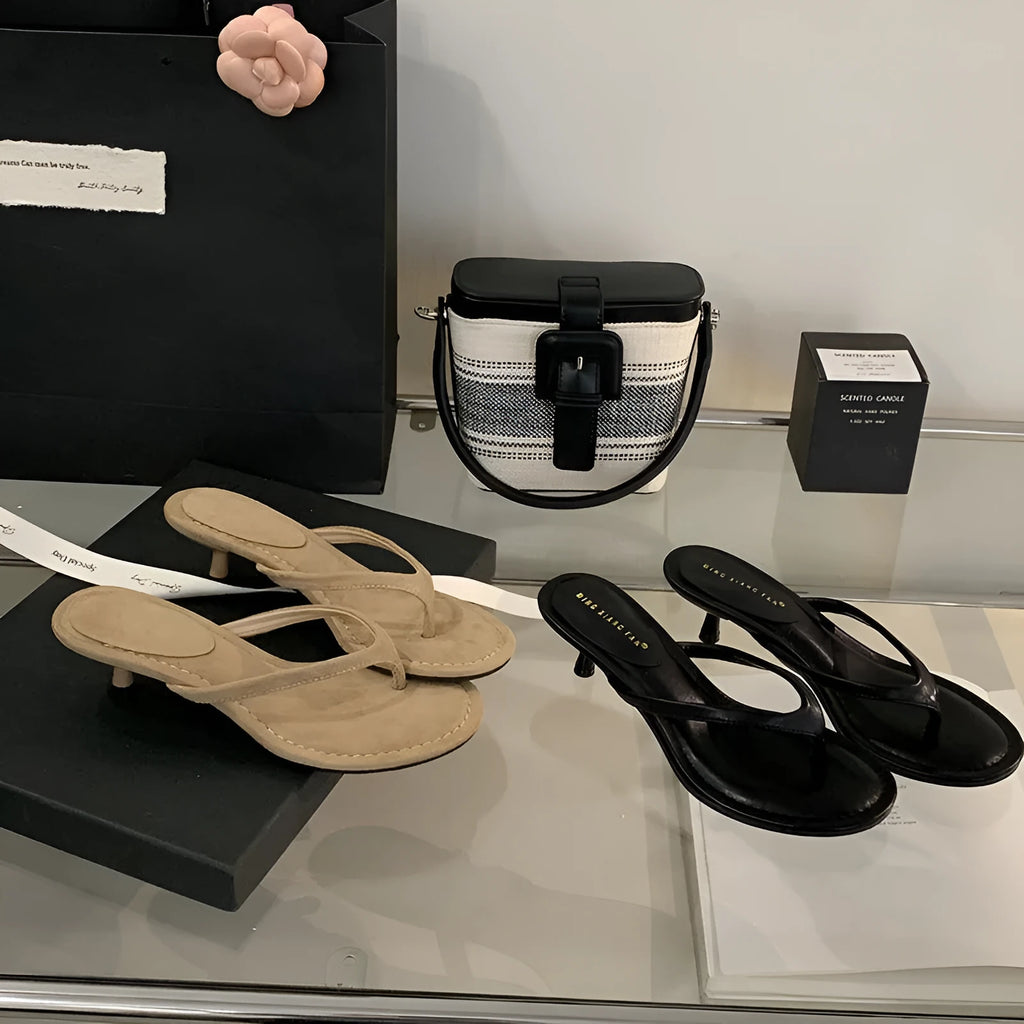 Women's round toe stiletto summer sandals in classic black colour option