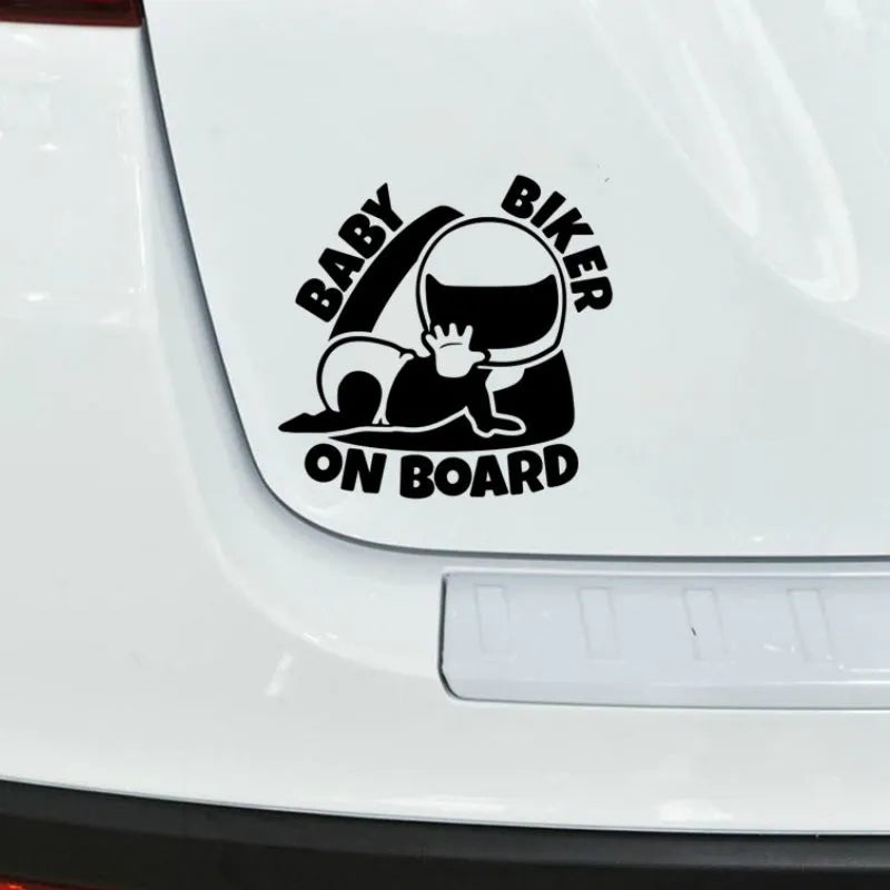 Reflective Baby on Board car sticker measuring 14.5cm by 15cm