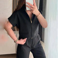 Damascus casual loose-fit polyester top in black, white or yellow colours