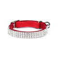 Rhinestone decorated velvet cat collar showing adjustable 20-30cm length mechanism
