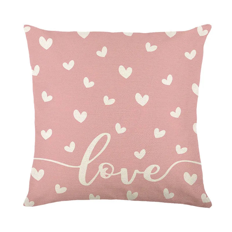 Square plaid and heart pattern Valentine's Day pillow cover in 45cm size.