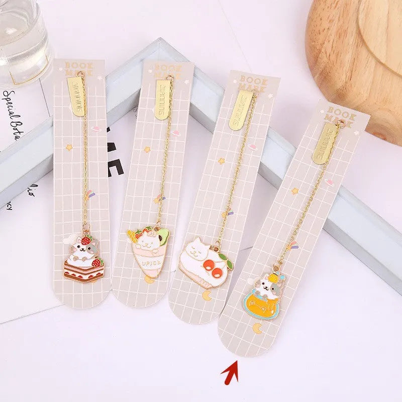 Jane Key Foodie Cute Pet Cat metal pendant bookmark in a choice of four cartoon cat designs.