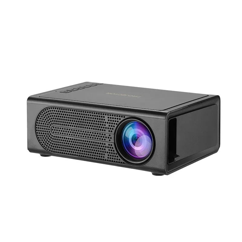 Portable mini projector in black or white colour with mobile phone connection cable