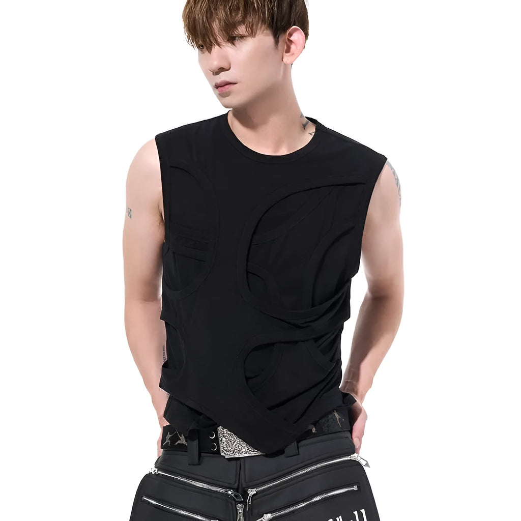Men's solid colour Lyocell vest with round neck and tank-top style, shown in grey.