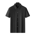 Men's plus size square collar striped ice silk casual shirt in loose fit