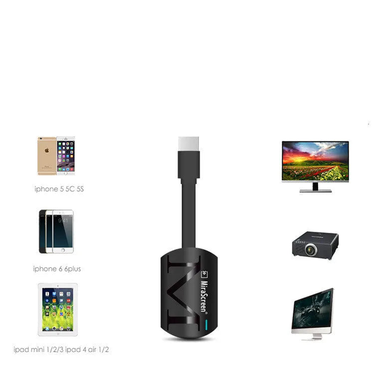 Small black USB HDMI adapter dongle for mirroring phone screens to television