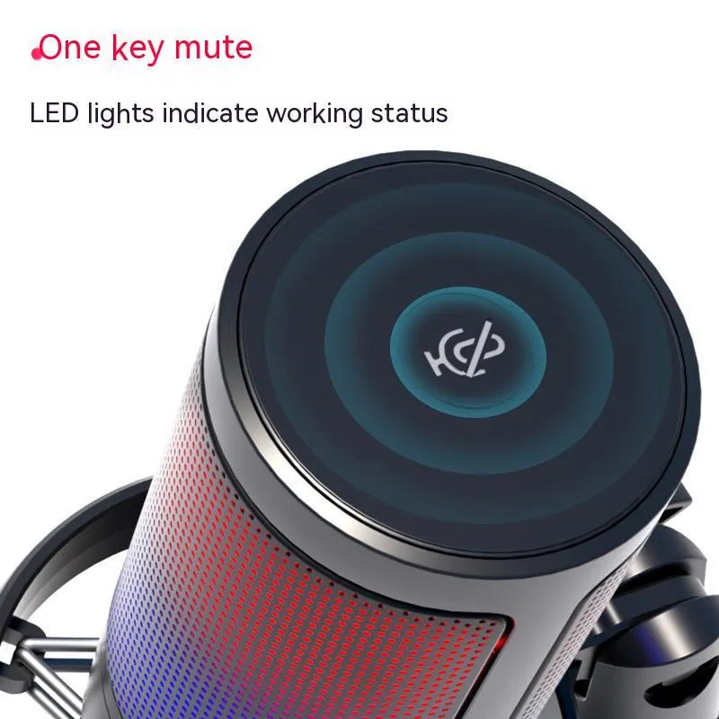 RGB condenser USB microphone with 150cm cable in black, white, and pink colour options