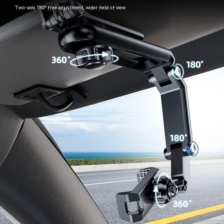 Black and green dual clip car phone bracket mounted on dashboard holding mobile phone