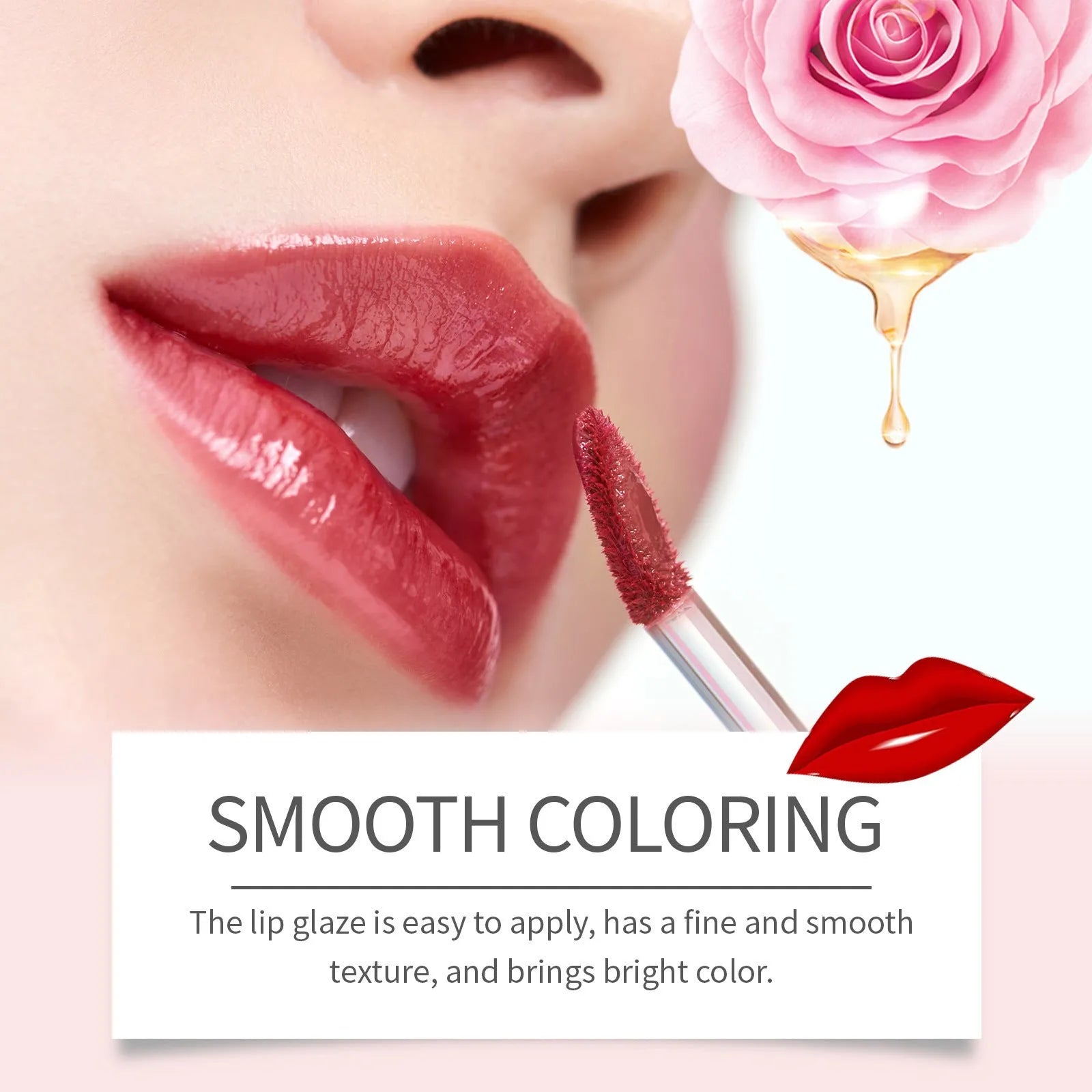 Double-headed lip liner and lip lacquer makeup pencil showing two colour tips