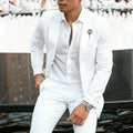 Men's white slim fit two-piece suit for weddings and formal occasions