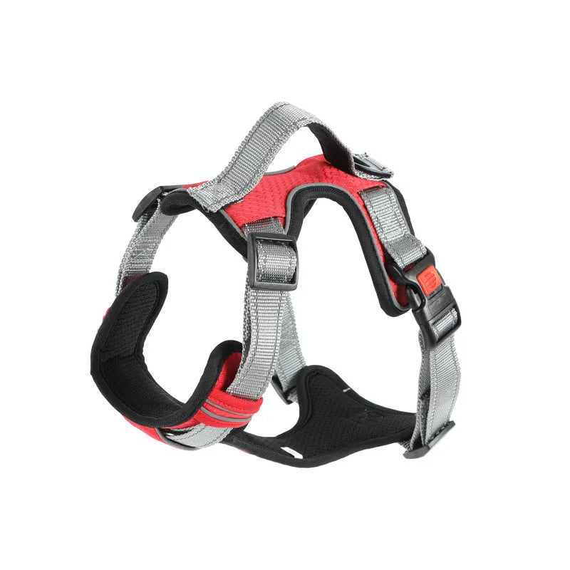 Polyester dog chest strap harness with hand holding rope in multiple colour options for medium large breed dogs